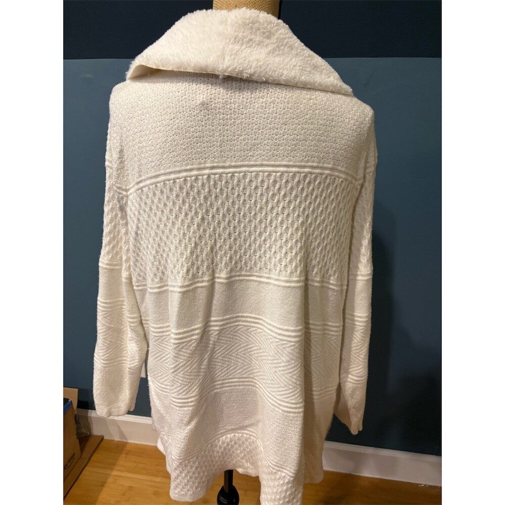 Cato Cardigan Sweater Womens Plus Size 22 Ivory Long Open Front Shawl - Picture 6 of 8